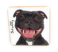 Staffy Dog Pet Coaster For Drinks, Coffee, Tea. 9.5 x 9.5 cm. Birthday Present, Christmas Stocking Filler, Dog Dad/Mum Gift, Dog Lovers.