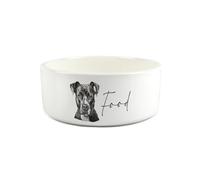 Staffy Pet Bowl - Black & White Staffordshire Bull Terrier Portrait Large Ceramic Food Bowl - White Feeding Dish For Dogs