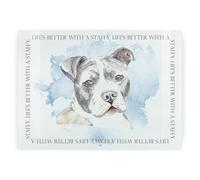 Staffy Rectangular Glass Worktop Protector - Life's Better with a Dog Gift - Large Textured Kitchen Chopping/Cutting Board Worktop Saver with Non-Slip Feet 39cm x 28.5cm (15" x 11")