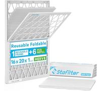 Stafilter Reusable 16x20x1 Air Filter (MERV 8), 1 Foldable Frame + 6 Refills (Not Individual Filters), Greener HVAC AC Furnace Air Filters MPR 700&FPR 5(Actual Size:15.75"x19.75"x0.75")