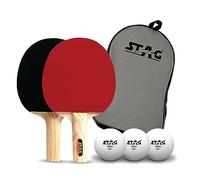STAG 1 Star Table Tennis Playset | (Red) Wood | ITTF Approved Rubber | 2 Rackets & 3 Balls | Table Tennis Rackets and T.T Balls Included