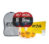 STAG Anywhere Everywhere Wood Table Tennis Playset, 2 Racquets & 3 Balls (White), Model: 328 WH