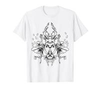 Stag Beetle Bug insect animal Line Art Skull Design T-Shirt