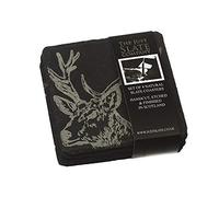 4 Slate Coasters - Stag Selbrae House Dark Grey One Size