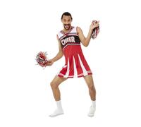 Stag Costume Mens Cheerleader Stag Night Novelty Fun Fancy Dress Costume + Poms