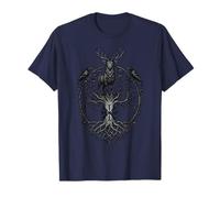 Stag Crow Raven Viking Pagan Tee Yggdrasil Helm of Awe Roots T-Shirt