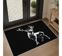Stag Deer Door Mat Indoor 50x80, Black White Small Rug Washable
