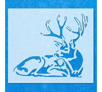 Stag Deer Lying Down Stencil: Mylar Airbrush Wall Art Painting Crafts | DIY-A3 Stencil - Design Size (302 x 257 mm)