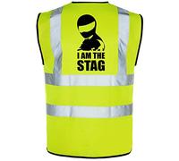 Stag Do Printed Hi-Vis High-Viz Funny Party Visibility Safety Vest/Waistcoat (2XL, I am the Stag)