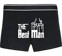 Stag Do The Groom Squad Boxer Father Of The Groom-Bride, Groomsman, Usher, Best Man Wedding Party Bachelor Party Gift Men's Underwear (Black, L)
