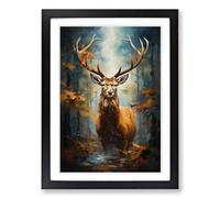 Stag Expressionism No.2 Framed Print | A2 Black Framed Wall Art | Ready to Hang | Eclectic Animal Picture | Living Room Bedroom Lounge Office
