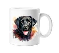 Stag Gallery Black Labrador Retriever Lab Dog Watercolour Splash Effect Gift 10oz Ceramic Mug Artistic Colourful Coffee Tee