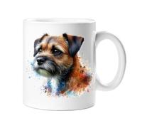 Stag Gallery Border Terrier Dog Watercolour Splash Effect Gift 10oz Ceramic Mug Artistic Colourful Coffee Tee