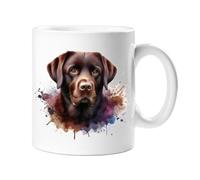 Stag Gallery Chocolate Labrador Retriever Dog Watercolour Splash Effect Gift 10oz Ceramic Mug Artistic Colourful Coffee Tee