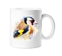 Stag Gallery Goldfinch British Wild Birds 10oz Ceramic Mug Watercolour Splash Effect