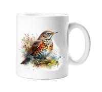Stag Gallery Thrush British Wild Birds Watercolour Splash Effect Gift 10oz Ceramic Mug Artistic Colourful Coffee Tee