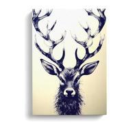 Stag Graffiti Art Canvas Print | Gallery Wrapped 30mm Frame Wall Art | 30x20 inches | Ready to Hang | Eclectic Animals Picture | Living Room Bedroom Lounge Office