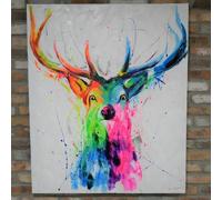 Stag Hand Painting Canvas Wall Art - 7462