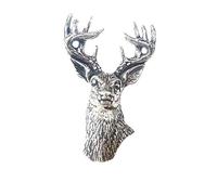 Stag Head Horns Finely Handcrafted in Solid Pewter In The UK Lapel Pin Badge