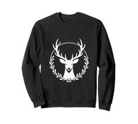 Stag Head Laurel Wreath Rustic Deer Hunting Emblem Design Sweatshirt