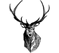 'Stag Head' Rubber Stamp - Unmounted Design for Crafting & Scrapbooking, A7 (RS00005142)