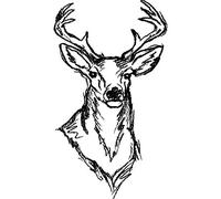 'Stag Head Sketch' Rubber Stamp - Unmounted Design for Crafting & Scrapbooking, A8 (RS00019533)