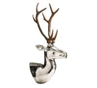 Stag Head Wall Mountable Sculpture, Decorative Art Sculpture for Wall, Traditional Stag Head Wall Art Interiors by Premier Silver One Size