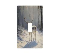 Stag in The Snow Light Switch Cover Decorative Single Toggle 1 Gang Wall Plate for Kitchen Farmhouse Bedroom Bathroom Art Decor