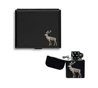 Stag Matte Black Cigarette case and stormproof Petrol Lighter