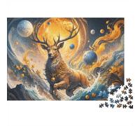 Stag Moon Wave 1000pcs Mini Puzzle For Adults Challenging | 52x38cm Cardboard Home Decor Durable Structure Birthday Gift Stress Relief