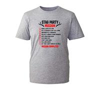 Stag Party Mission T-Shirt, Night Stag Party Do Wedding Groom Challenge Dares Games Unisex Adults Top (Heather Grey, S)