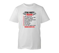 Stag Party Mission T-Shirt, Night Stag Party Do Wedding Groom Challenge Dares Games Unisex Adults Top (White, XL)