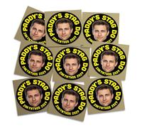 Stag Party Paper Stickers, Various Quantities, Gloss Finish, 50mm or 80mm Round, Fun Stag Do Accessories & Decorations, Great for Embarrassing Your Friends