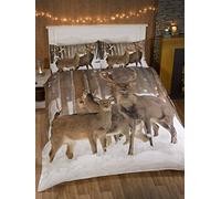 Stag Photographic Animals Quilt Duvet Cover and 2 Pillowcase Bedding Bed Set, Multi-Colour, King