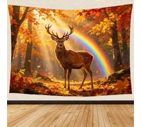 Stag Tapestry Wall Hanging for Small Bedroom Room Decor 100x70cm | Polyester Fabric, 3D Print Autumn Woodland Wall Art, Aesthetic Room Decor Tapestries for Hallway, Desk Background