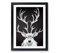 Stag Unique Art Framed Wall Art Print A2 Black