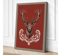 Stag with Baroque Flourish Canvas Wall Art Print 36x24 Inch