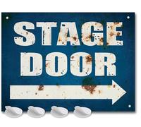 Stage Door Vintage Metal Sign | Retro Tin Plaque Wall Art for Theatre Lovers, Actors & Musicals | Classic West End Gift, Rustic Decor for Man Cave, Home Bar, Music Room or Karaoke Party Backdrop