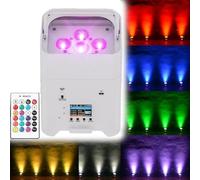 Stage Par Light, 6x18W RGBWA+UV Uplighting Stage Light, 8800mAh Built-in Battery Stage Light with APP and DMX Control, LCD Screen, Stage Uplights for Chrismas Dance Party Church Live Wedding white