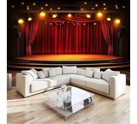 Stage Red Curtain Mural Wallpaper 400x280 cm Retro Design Wall Murals for Feature Wall & Master Bedroom Art Deco, Photo Wallpaper Poster Decoration