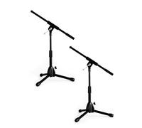 Stage Rocker Foldable Tripod Low-Profile Mic Boom Stand, 2 Pack - Height Extending from 9.6'' to 16.9'', w/Adjustable Telescoping Arm Up to 9'', Lightweight, Black, Powered by Hamilton(SR610121B-2PK)