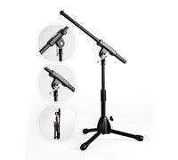 Stage Rocker Foldable Tripod Low-Profile Mic Boom Stand - Height Extending from 9.6'' to 16.9'', w/Adjustable Telescoping Arm Up to 9'', Lightweight/Convenient, Black, Powered by Hamilton(SR610121B)