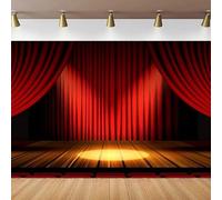Stage Theater Photography Backdrop Red Curtain Spotlight Wooden Floor Background Drama Festival Event Party Evening Banner 200x140CM