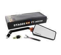 Stage6 F1 mirror right M8 carbon gloss for Yamaha Aerox, SR50 | Ball joint, metal arm, orange anodized lock nut, tools included, compatible with Peugeot Jet-Force C-Tech 50