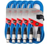 Stagecore 5 x 3M Blue XLR Male to Female Microphone Lead Audio Signal Cable Pack