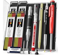 STAGEEK 14 Pack Carpenter Pencil Set with Sharpener, Mechanical Carpenter Pencils with 60 Refills, Deep Hole Long-Nib Marker Pens, Carbide Scribe Tool & Construction Pencils for Architect with Case