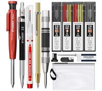 STAGEEK 14 Pack Mechanical Carpenter Pencil Set with Sharpener, Automatic Center Punch, Carbide Scribe Tool, Eraser and Deep Hole Marker Pen, Heavy Duty Construction Pencil for Architect-With Pouch