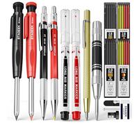 STAGEEK 17 Pack Carpenter Pencil Set with Sharpener, Mechanical Carpenter Pencils with 60 Refills, Deep Hole Long-Nib Marker Pens, Carbide Scribe Tool & Construction Pencils for Architect with Case