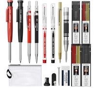 STAGEEK 17 Pack Mechanical Carpenter Pencil Set with Sharpener, Automatic Center Punch, Carbide Scribe Tool, Eraser and Deep Hole Marker Pen, Heavy Duty Construction Pencil for Architect-With Pouch