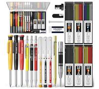 STAGEEK 22 Pack Carpenter Pencil Set with Sharpener, Mechanical Carpenter Pencils with 60 Refills, Deep Hole Long-Nib Marker Pens, Carbide Scribe Tool & Construction Pencils for Architect with Case